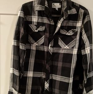 DC Black Button Down Flannel Shirt Small